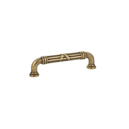 Patioplus 4 in. Center to Center Fixed Cabinet Pull Estate Ribbon & Reed, French Antique Brass PA1632771